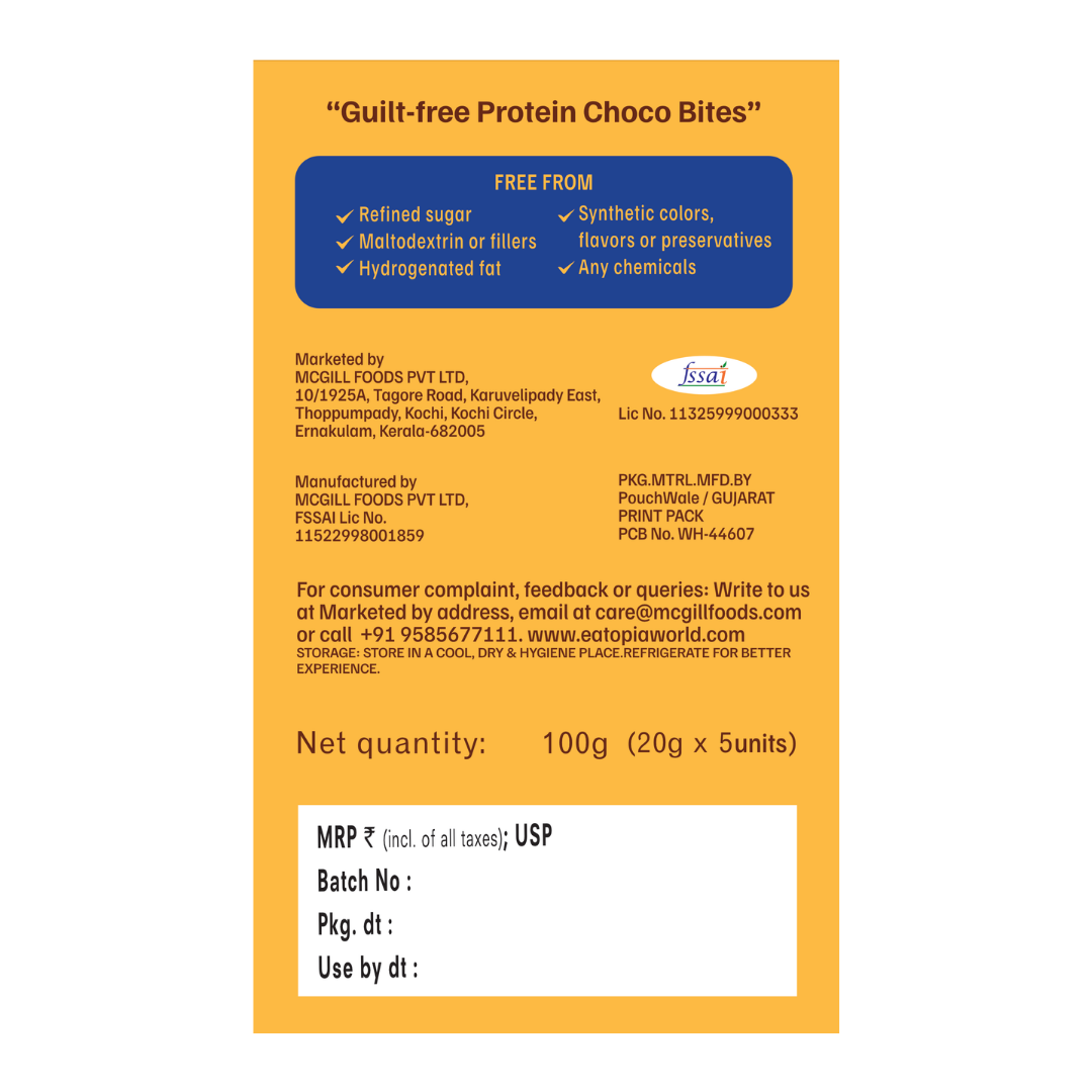 Protein Choco Bites | 10g Protein | Dates & Nuts Chocolate Protein Bar | Energy bar | 100g