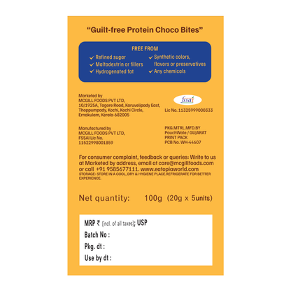 Protein Choco Bites | 10g Protein | Dates & Nuts Chocolate Protein Bar | Energy bar | 100g
