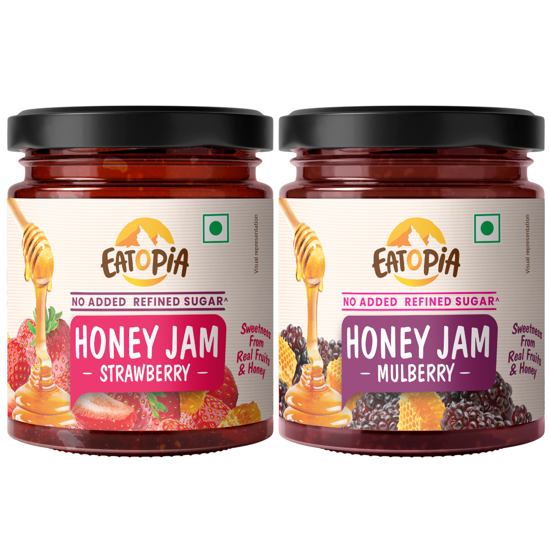 Real Fruit Honey Jam | No added preservatives, No Refined Sugar Mulberry, Strawberry ( COMBO )