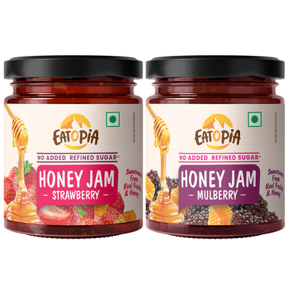 Real Fruit Honey Jam | No added preservatives, No Refined Sugar Mulberry, Strawberry ( COMBO )