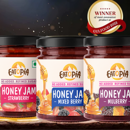 Real Fruit Honey Jam | No added preservatives, colour, Refined sugar healthy jams (COMBO )