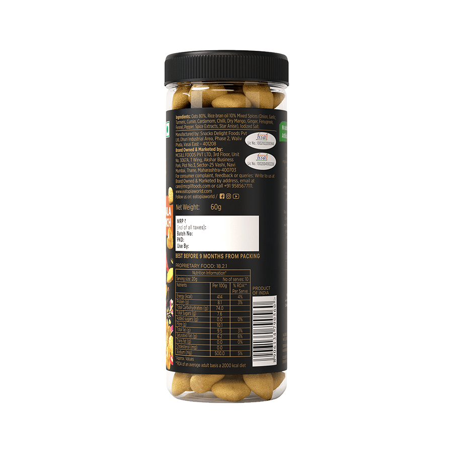Healthy Oat Snacks, not fried diabetic friendly puffs : BBQ  + Masala crunch ( Combo of 6 jars )