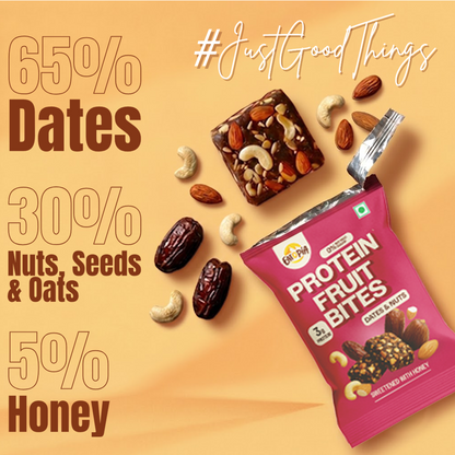 Assorted Pack of 3 Protein Fruit Bites - Dates & Nuts, Mango Chia & Jackfruit Almond (3 Units x 3 Packs)