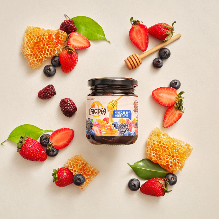 Real Pure Fruit Honey Jam | Mixed berry | No added preservatives | No Sugar( 2 Bottles )