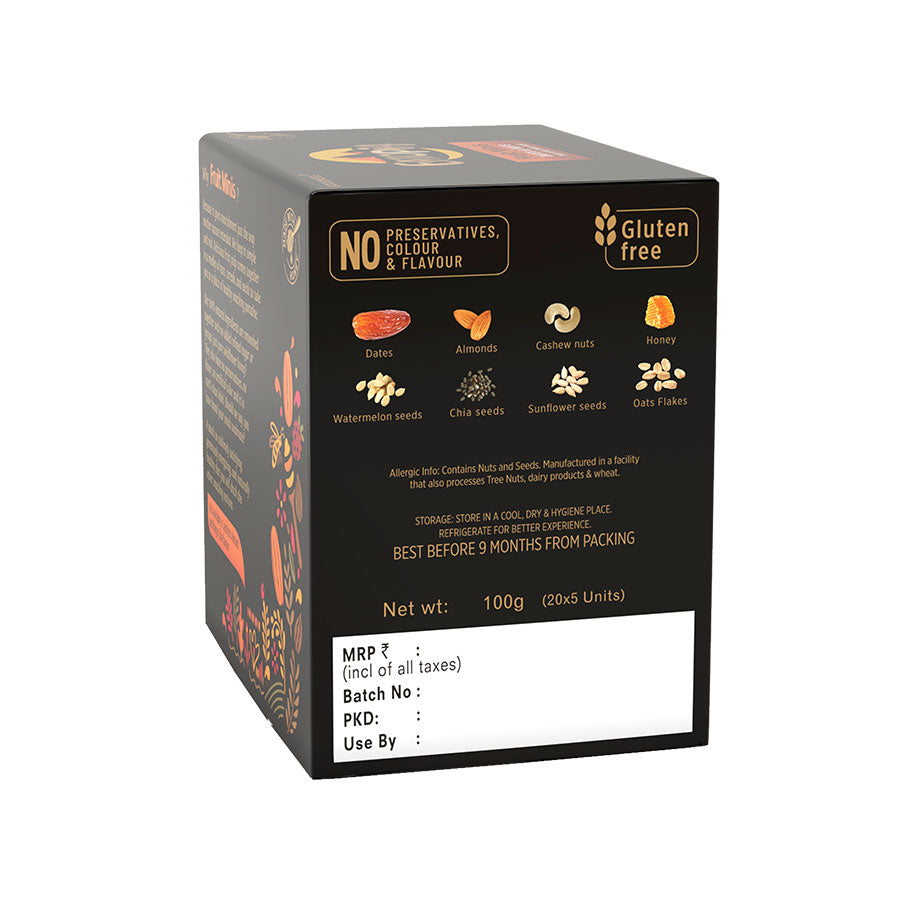 Energy Box - Fruit minis Mango Chia 100 gms, Dates Nut 100 gms, Nut Pops 2 pack