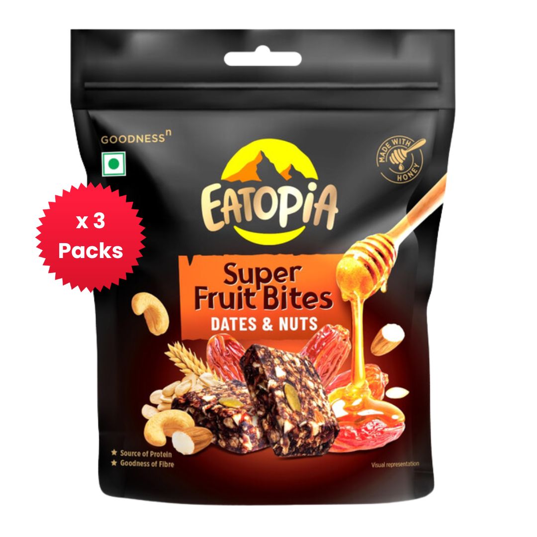 Super Fruit Bites Dates & Nuts| Dry Fruits Protein Bars | Sugar Free Healthy Energy Snacks- Pack of 3