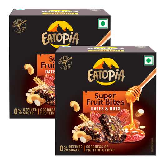 Fruit Minis Dates & Nuts|Dry Fruits Protein Bars |Healthy Energy Snacks - Pack of 2 (10 bars)
