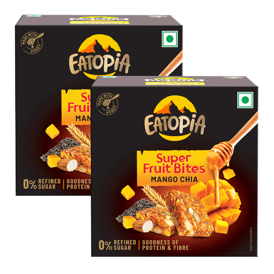 Protein Fruit Bites Mango Chia |Dry Fruits Protein Bars |Healthy Energy Snacks - Pack of 2 (10 bars)