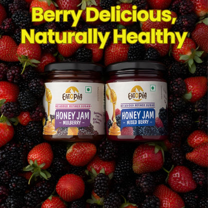 Real Fruit Honey Jam | No added preservatives, No Refined Sugar Mixberry , Mulberry ( COMBO )