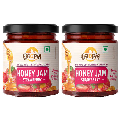 Real Fruit Strawberry Honey Jam | No added preservatives, colour, Refined sugar: Strawberry (pack of 2 )
