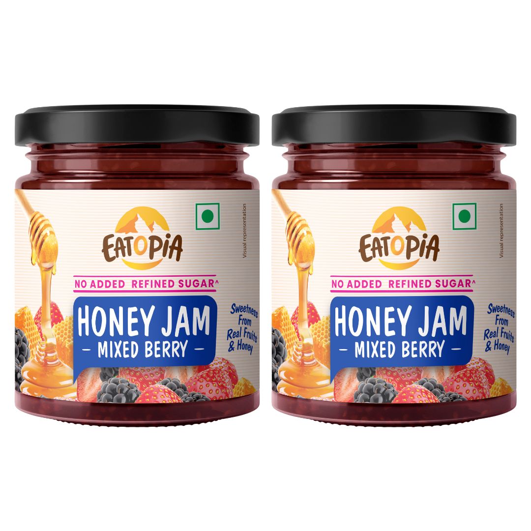 Real Fruit Mixedberry Honey Jam | No added preservatives, Refined Sugar: Mixedberry ( Pack of 2 )