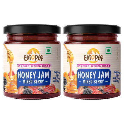 Real Fruit Mixedberry Honey Jam | No added preservatives, Refined Sugar: Mixedberry ( Pack of 2 )