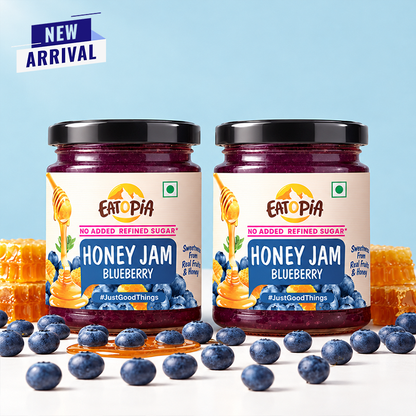 Blueberry Honey Jam (Pack of 2) | 70% Real Berries, 29% Honey | No refined sugar, No added preservatives