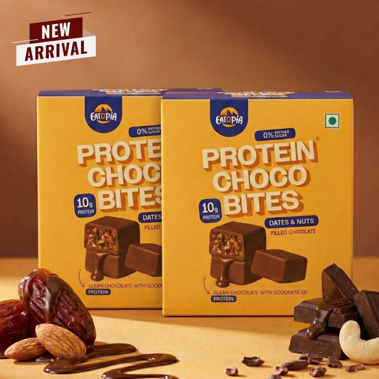 Protein Choco Bites - Pack of 2(2x5 Bars) | 10g Protein | Dates & Nuts Chocolate Protein Bar | 200g