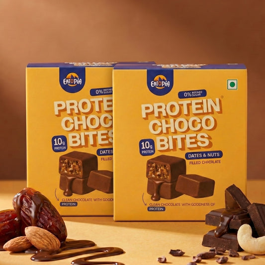 Protein Choco Bites - Pack of 2(10 Bars) | 10g Protein | Dates & Nuts Chocolate Protein Bar | 200g (Pack Of 2)
