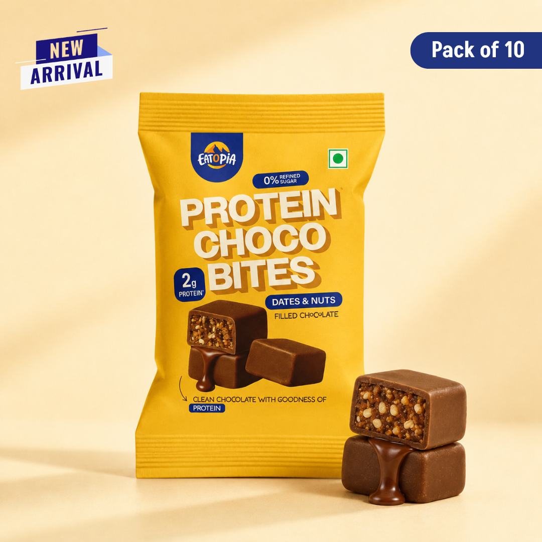 Protein Choco Bites - Pack of 2(2x5 Bars) | 10g Protein | Dates & Nuts Chocolate Protein Bar | 200g