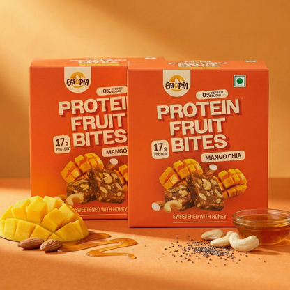 Protein Fruit Bites Mango Chia |Dry Fruits Protein Bars |Healthy Energy Snacks - Pack of 2 (10 bars)