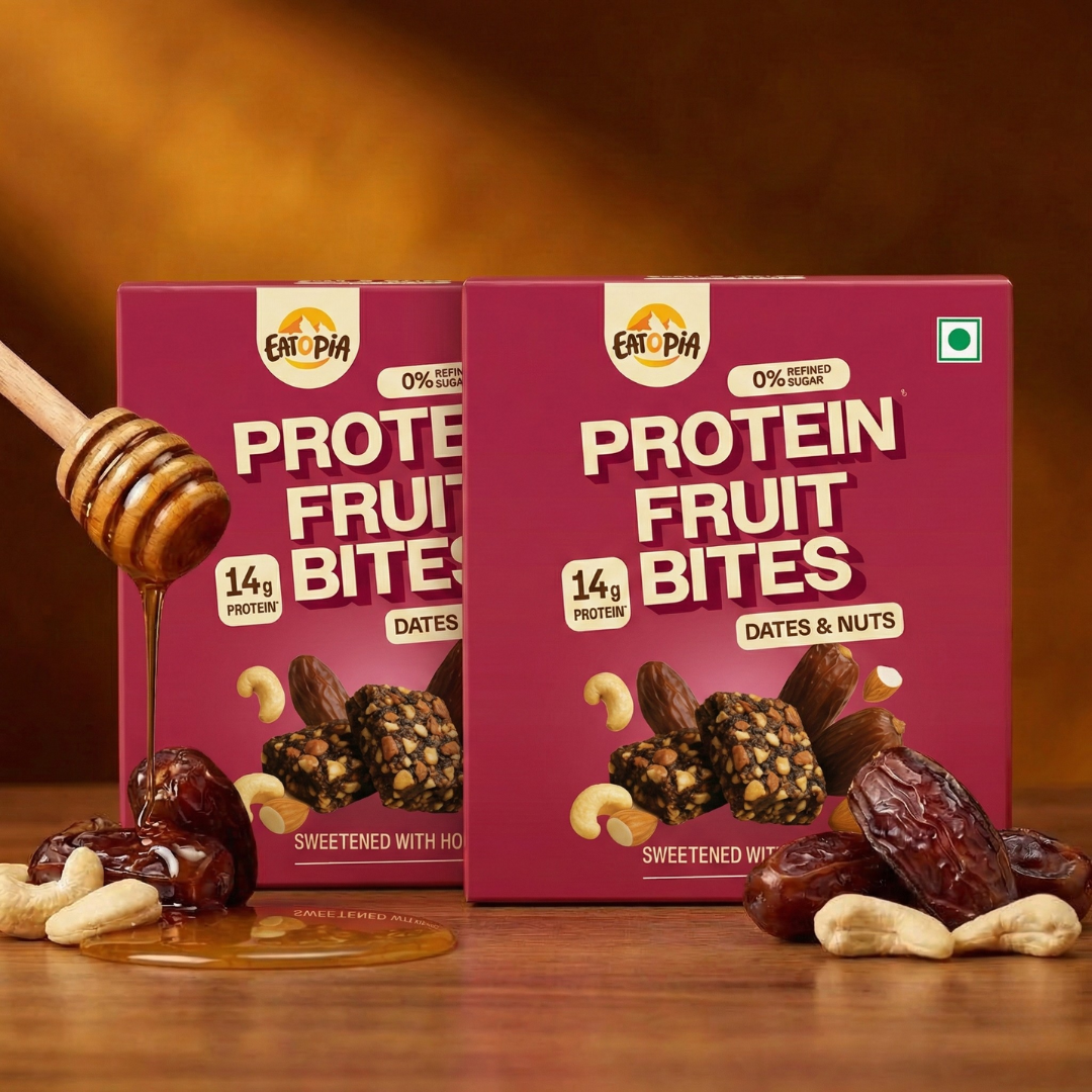 Protein Fruit Bites Dates & Nuts |Dry Fruits Protein Bars |Healthy Energy Snacks - Pack of 2 (10 bars)