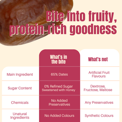 Protein Fruit Bites Dates & Nuts |Dry Fruits Protein Bars |Healthy Energy Snacks - Pack of 2 (10 bars)