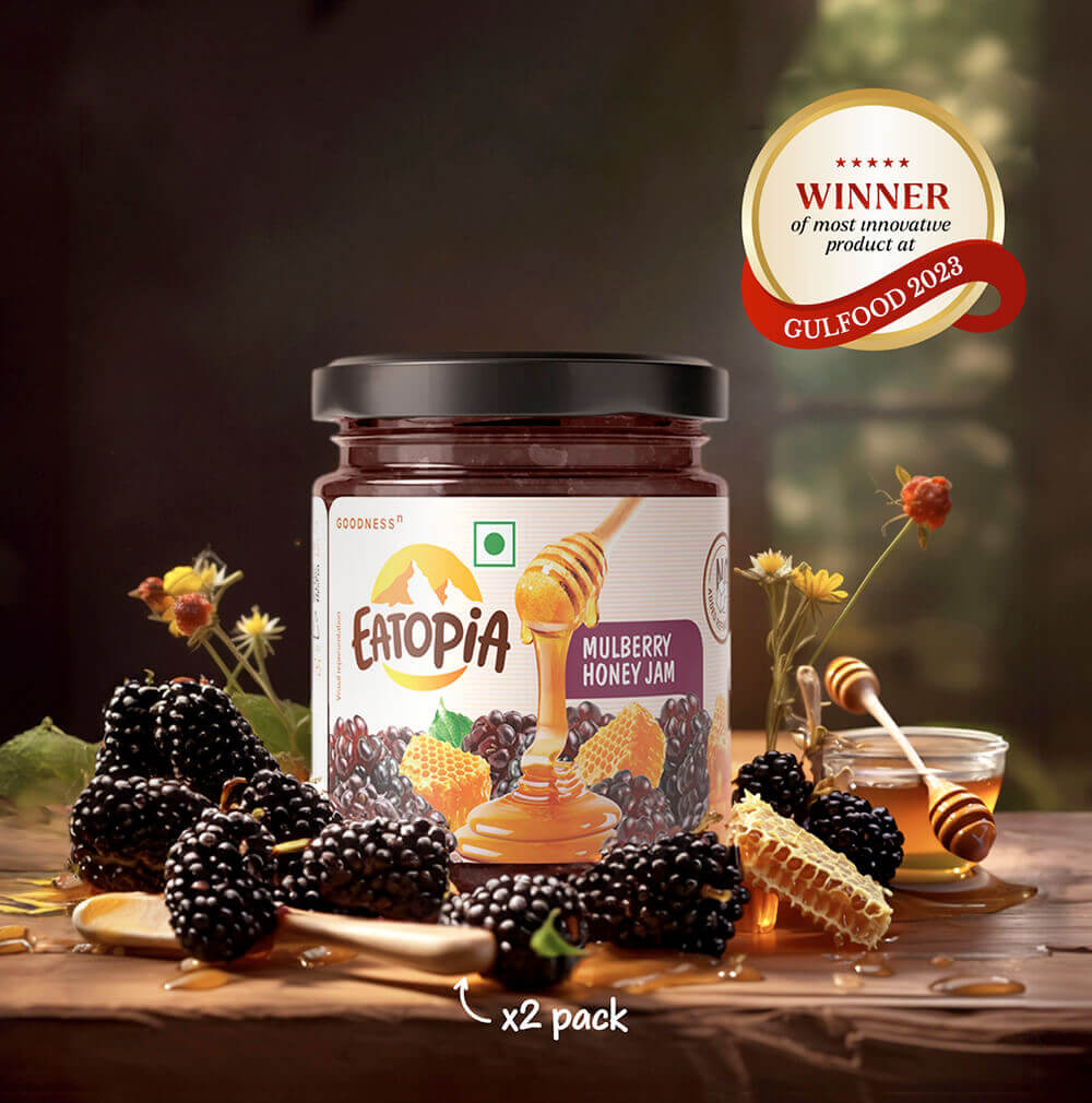 Real Fruit Honey Jam | Mulberry | No added preservatives, colour, sugar ( 2 Bottles )