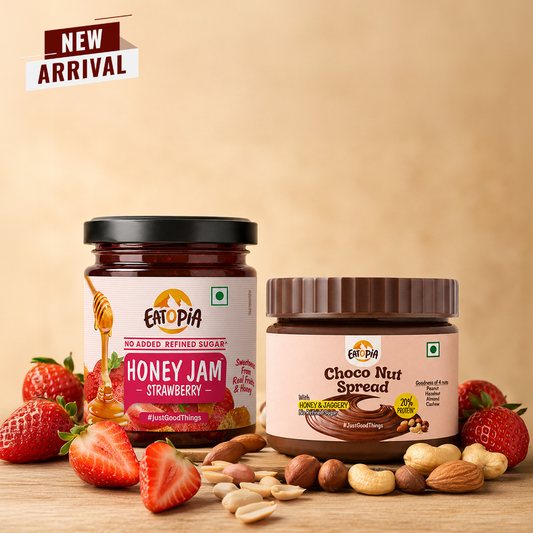 Strawberry Honey Jam 240g + Choco Nut Spread 180g (Combo) | No refined sugar, No added preservatives