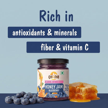 Blueberry Honey Jam | 70% Real Berries, 29% Honey | No refined sugar, No added preservatives