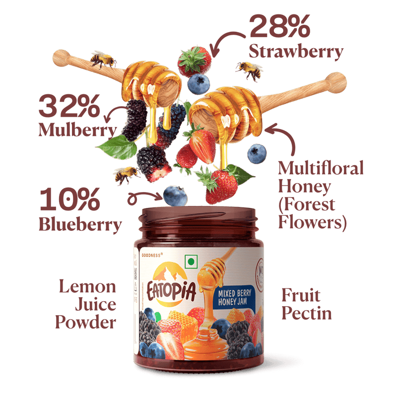Real Fruit Honey Jam Strawberry No Added Preservatives, Colour