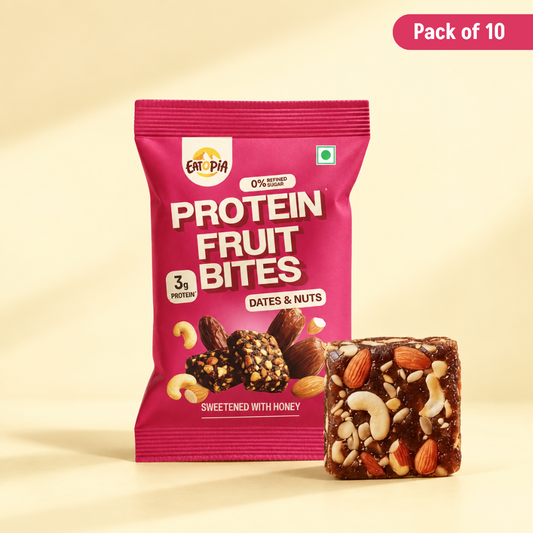 Protein Fruit Bites Dates & Nuts - Pack of 2 (2x5 bars) | Dry Fruits Protein Bars | Healthy Energy Snacks