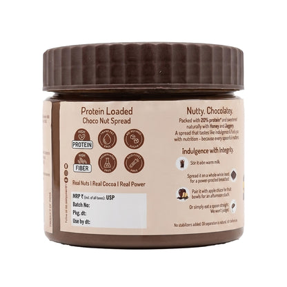 Jar of protein-loaded choco nut spread or choclate spread