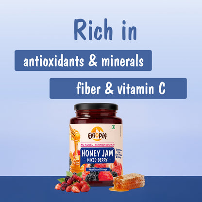Mixedberry Honey Jam 550g | 70% Real Berries, 29% Honey | No refined sugar, No added preservatives